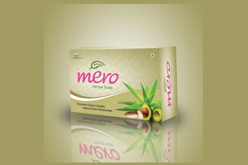 Mero Herbal Soap Premium Export Quality Natural Skin Moisturizer cover design. Shop cover design and color explains the product itself.