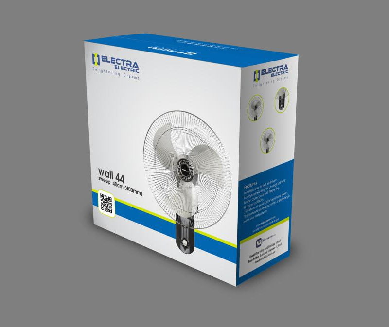 Electra Electric wall 44 fan product packaging