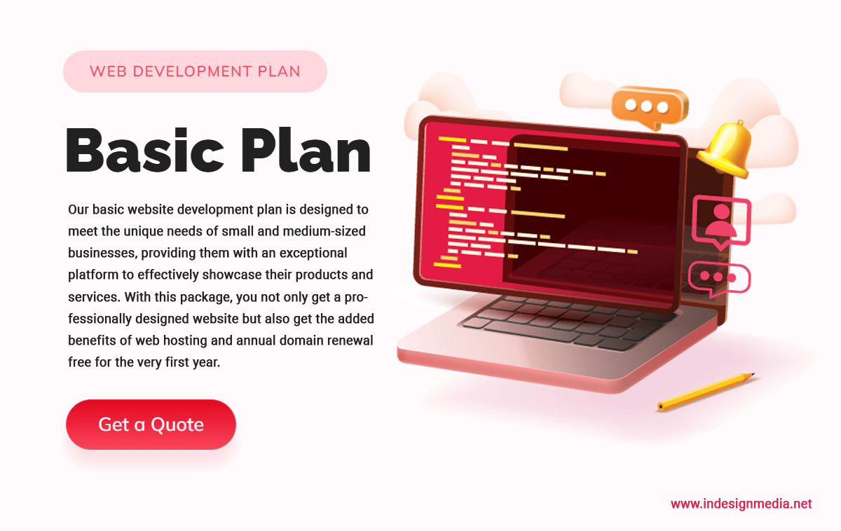 Basic website development plan providing great value to business.
