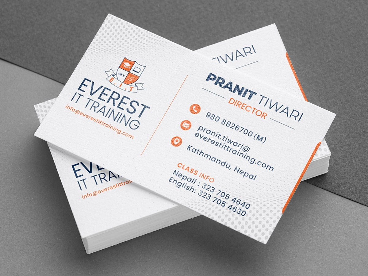 Business card design for Everest IT Training.