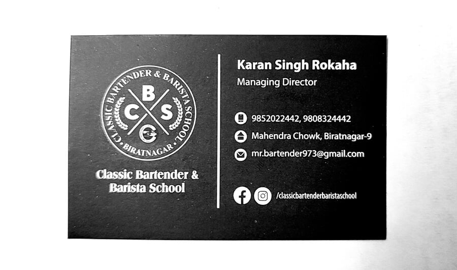 Classic Bartender & Barista School - design by indesign media - Biratnagar - visiting card (3)